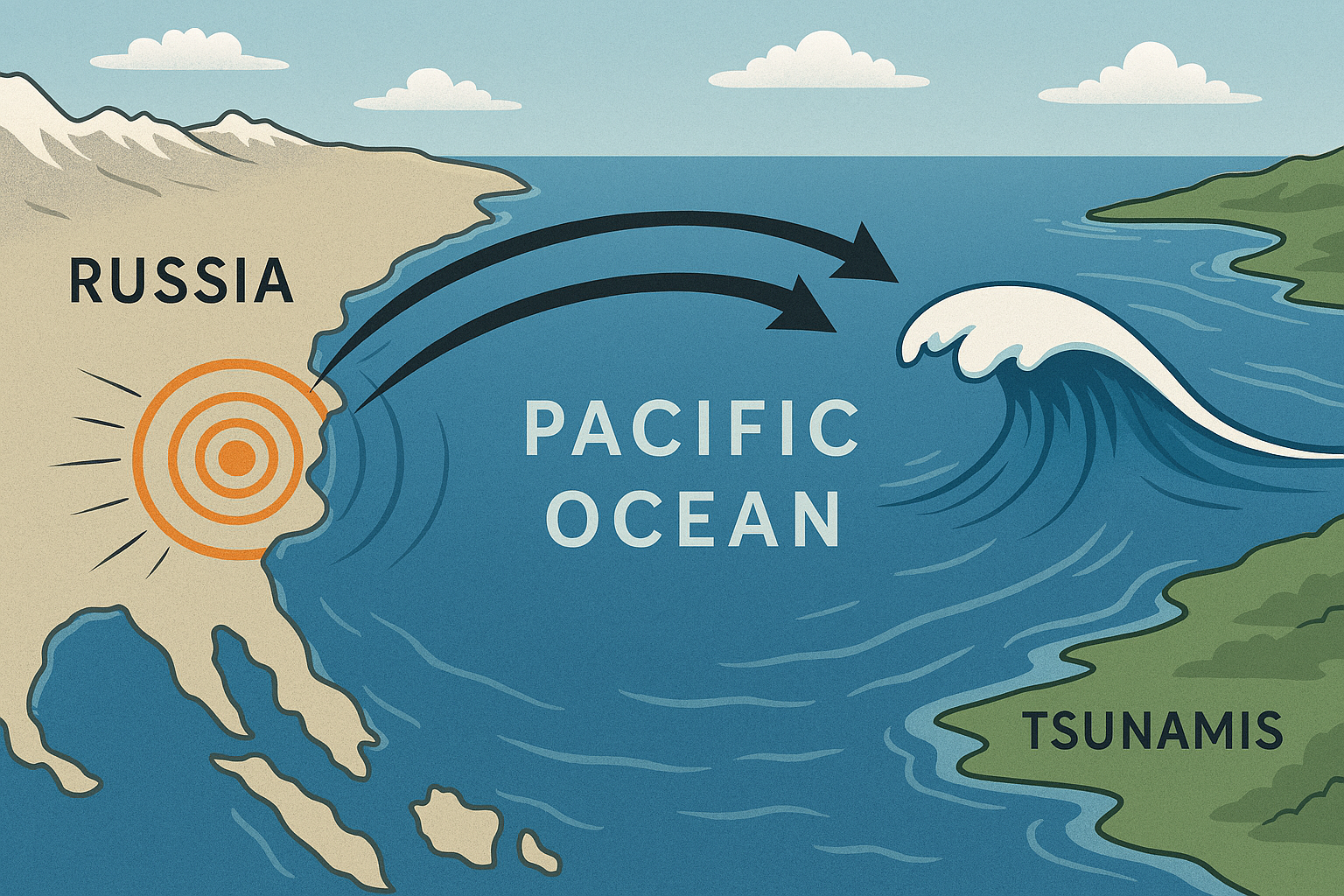 Por que um terremoto na Rússia gerou tsunamis tão distantes pelo Pacífico? Por que um terremoto na Rússia gerou tsunamis tão distantes pelo Pacífico?